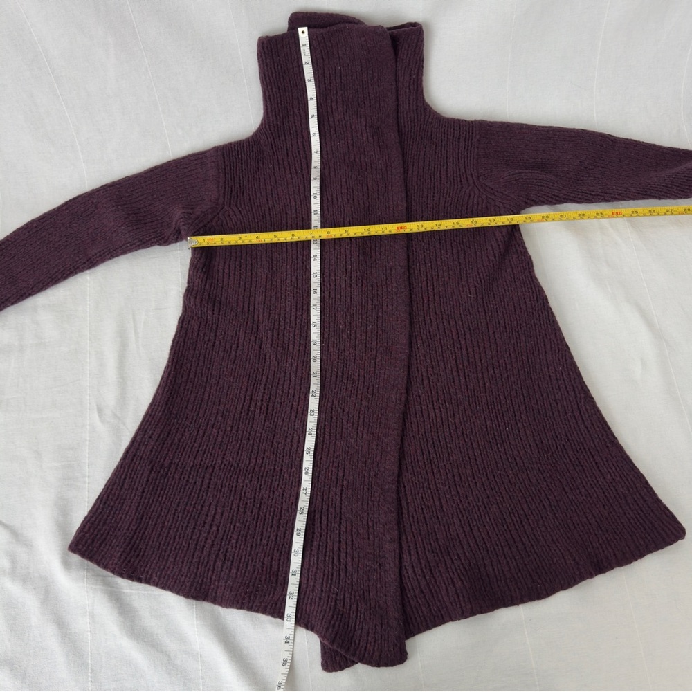 EILEEN FISHER | Italian Wool Blend Shawl Collar Cardigan Burgundy Plum | Size S - Picture 3 of 8